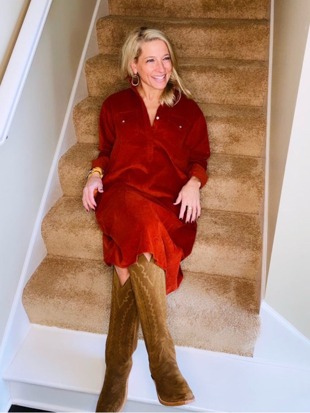 Ann Mashburn Corduroy Orange Dress Size XS